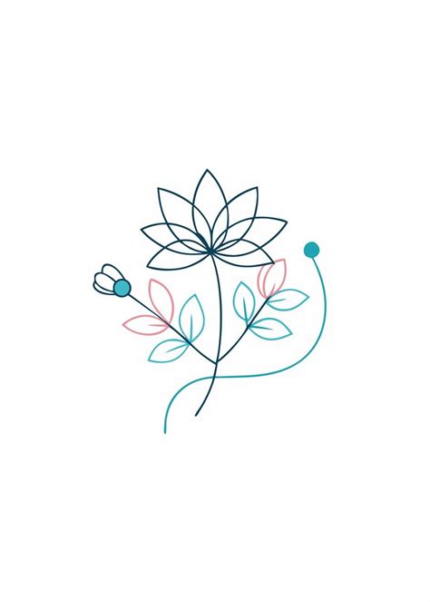 Colorful minimal flower continuous line art design on white background ...