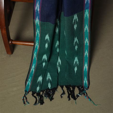 Green Pochampally Ikat Weave 3pc Cotton Unstitched Dress Material Suit Set
