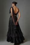 Buy Black Georgette Sequins, Beads Sweetheart Neck Embellished Lehenga ...
