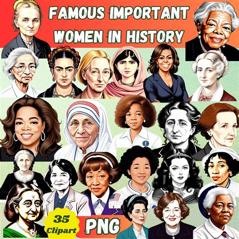 Famous Important Women in History | Famous Women history month Clip Art Hand-drawn digital ...