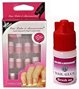 Buy Personal/Professional Reusable False Pink French Nails + Nail Glue ...