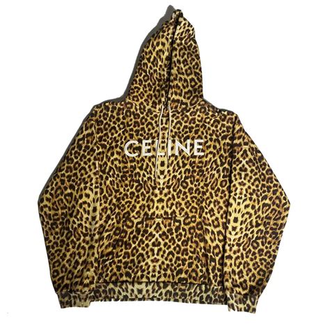Celine Celine Leopard Print Logo Hoodie | Grailed
