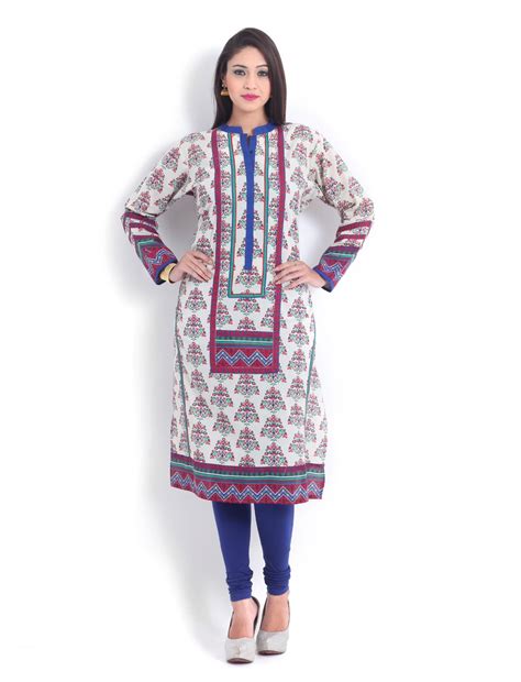 Buy Shree-The Indian Avatar Women's Straight Kurta (IQ-64/A_Cream Blue ...