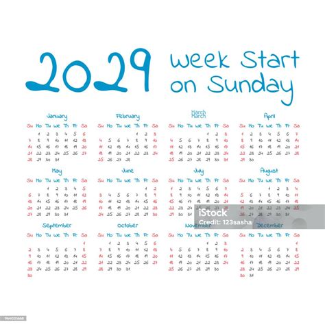 2029 Calendar USA - bimCal