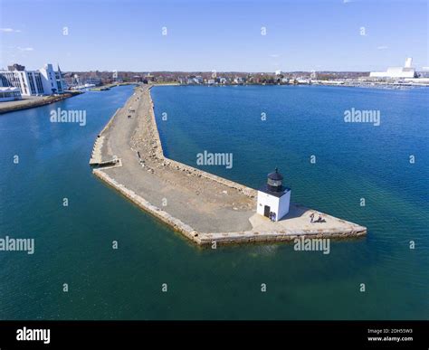 Aerial view of Derby Wharf Lighthouse in Salem Maritime National ...