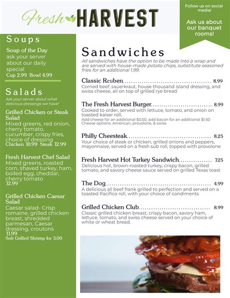 Restaurant Menu – Fresh Harvest Restaurant