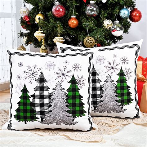 BLEUM CADE Christmas Throw Pillow Covers 18 x 18 inch Snowflakes Xmas ...
