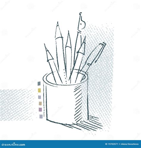 Pen And Pencils, Freehand Drawing Stock Image - Image: 19703571