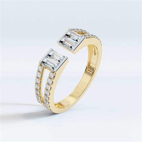 Baguette and Round Lab-Grown Diamond Open Ring | Anantaa Diamonds