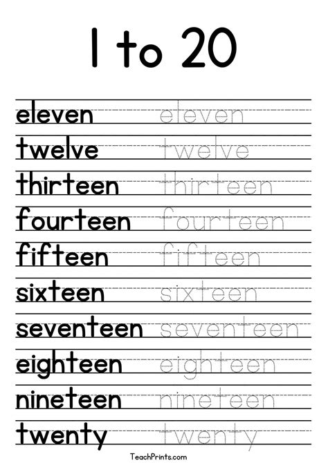 Number 11 To 20 Worksheets