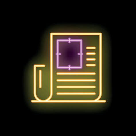 Neon sign representing a newspaper with photo editing interface ...