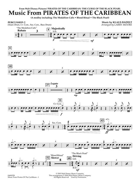 Music from Pirates Of The Caribbean (arr. Larry Moore) - Percussion 2 ...