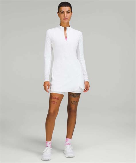 Lululemon Nulux Long-Sleeve Tennis Dress - White - lulu fanatics
