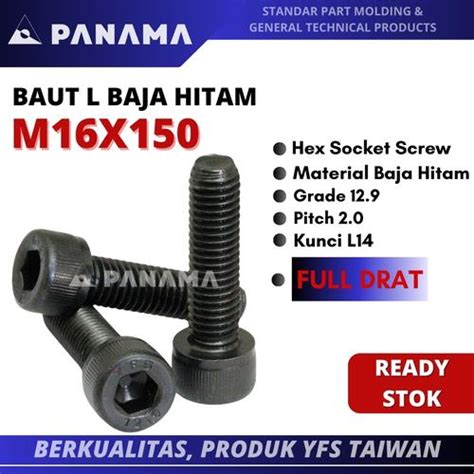 Jual Baut L M16x150 Baut Baja Hitam 12.9 M16 x 150 Full Drat YFS Taiwan ...