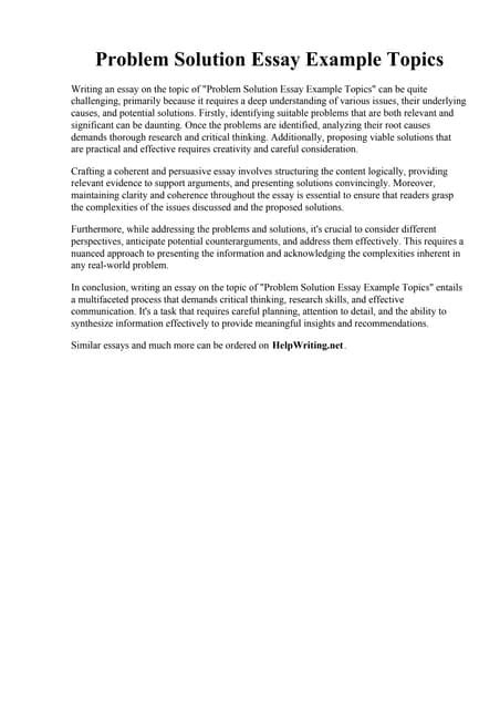 Image result for Problem Solution Essay Topics