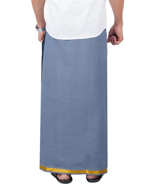 SS Jari Cotton Flexi Size Readymade pocket Jari Ash Dhoti