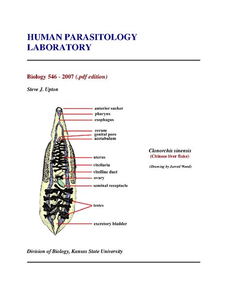 Biology 546 - Human Parasitology Lab Manual and Outline - Studocu