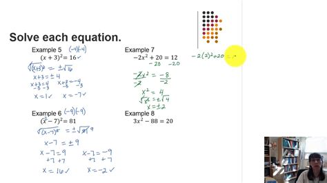 34 The Square Root Property #5-8 - YouTube