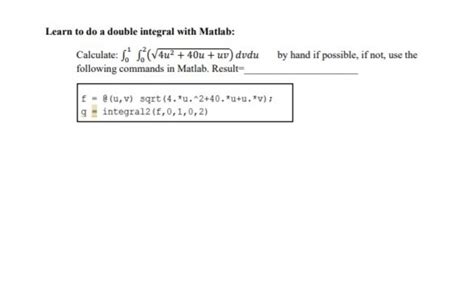Image result for Double Integral MATLAB Primitive