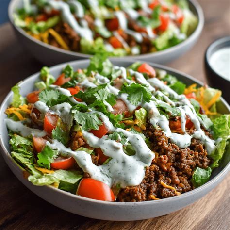 Easy Beef Taco Salad Bowls with Creamy Cilantro Lime Dressing