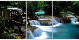 Set of 3 Greenery Forest Waterfalls Cistern Beautiful UV Coated Home ...