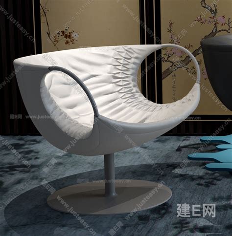 木美 Maxmarko 新中式休闲椅圆几组合- 建E网3D模型下载网