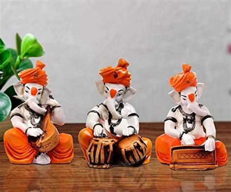 Karigaari India Polyresine Ganesha Playing Veena-Tabla - Harmonium ...