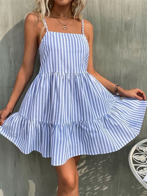 Striped Ruffle Hem Cami Dress | Cami dress, Saree wearing styles, Clothes