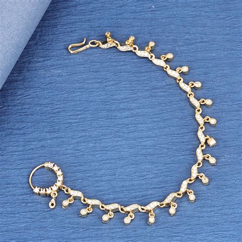 Sukkhi Stunning Gold Plated CZ Golden Nath for Women - Sukkhi.com