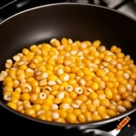 Hot boiling oil in a pan with corn kernels on Craiyon