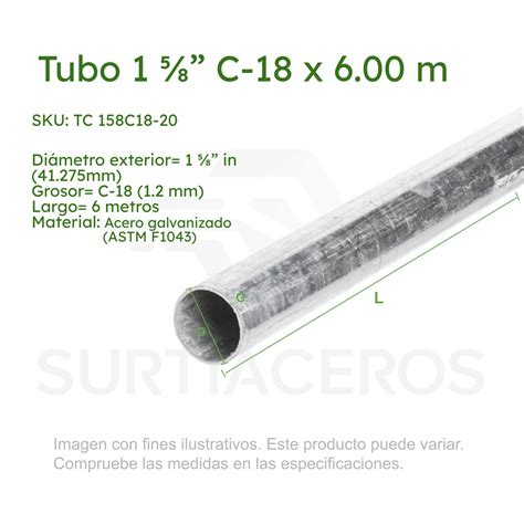 Tubo galvanizado para cerco 2 3/8″ C-18 x 6.00 MTS – Surtiaceros