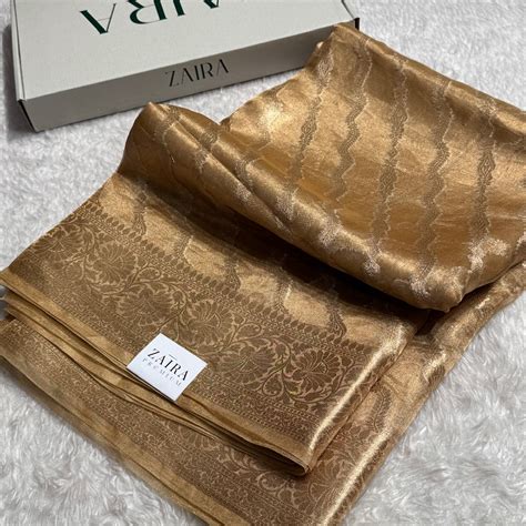 Cross Brown Shades Pure Tissue Silk Saree with Brocade Blouse PT-19 – ZAIRA