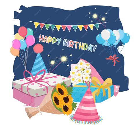Premium Vector | Birthday vector set Birthday element clipart Gift box ...
