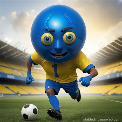 Yellow-Eyed Blue Lock Character Sprinting Towards Soccer Ball | Stable ...