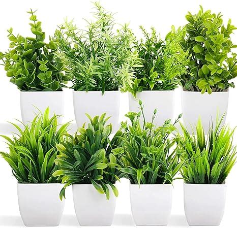 Buy Dekorly Artificial Potted Plants, 8 Pack Artificial Plastic ...