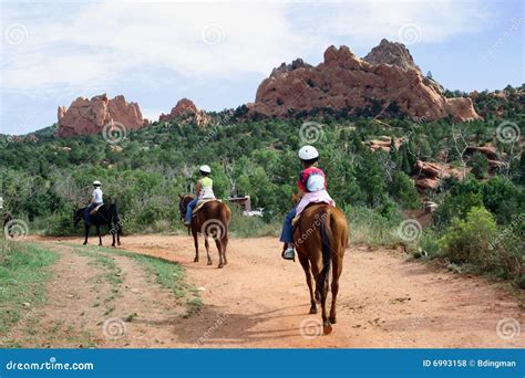 Horseback Riding in the Garden of the Gods Stock Photo - Image of ...