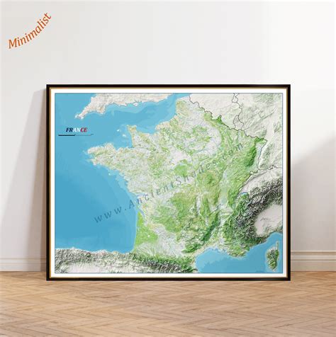 Minimalist France Map | Decorative Physical Relief Wall Art