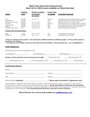 Fillable Online WSICT Team Room Block Request Form March 25-26, ... Fax ...