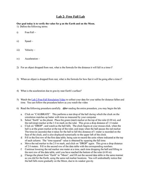 Image result for Free Fall Physics Lab