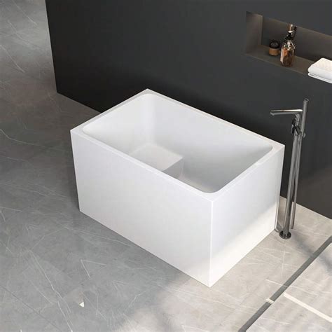 43" Acrylic Freestanding Bathtub With Seat: Spacious Rectangle Shape ...
