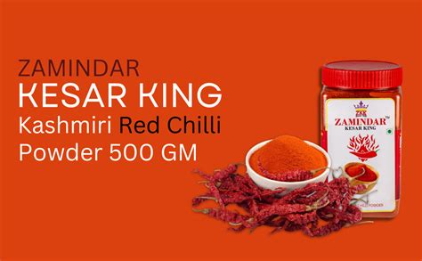 ZAMINDAR KESAR KING Kashmiri Red Chilli Powder 500 GM : Amazon.in ...