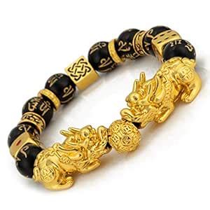 Buy ZenBless Feng Shui Bracelet Prosperity Double Pi Xiu/Pi Yao Black ...
