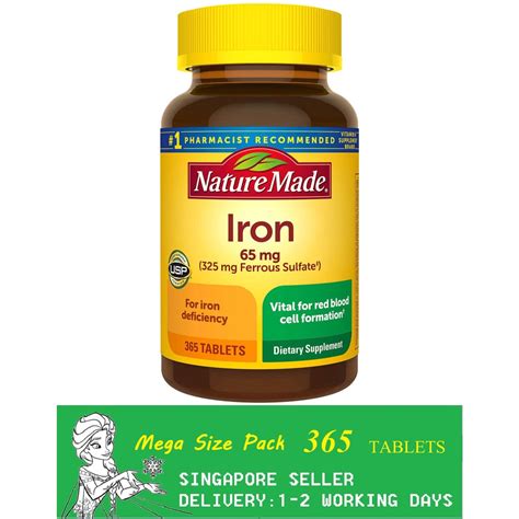 Nature Made Iron 65 mg., 365 Tablets(Exp: 01/2027) | Shopee Singapore
