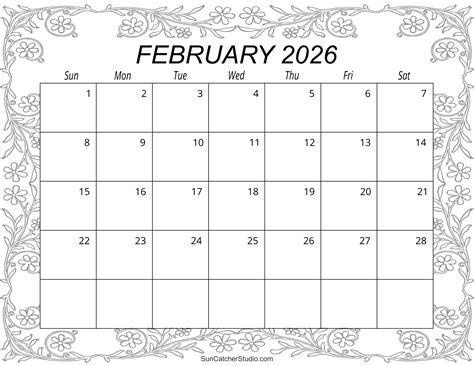 February Calendar 2026 Printable - Free Printable Templates