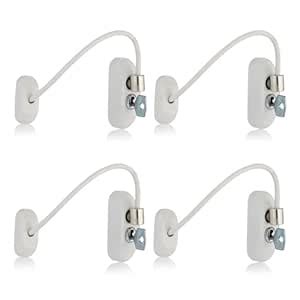 XFORT® 4 Pack White Lockable Window Restrictor with Key, 20cm Cable ...