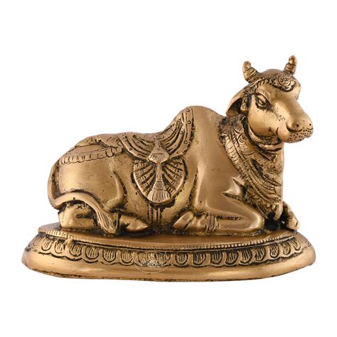 Brass Nandi seated on base - Rani Arts & Teak – RANI ARTS & TEAK