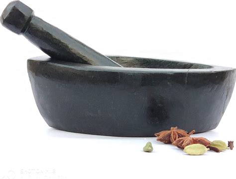 Handmade Mortar & Pestle/Kharal/Okhali & Mushal 7 inch Boat Shape Made ...