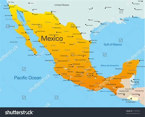 Abstract Vector Color Map Of Mexico Country - 17375914 : Shutterstock