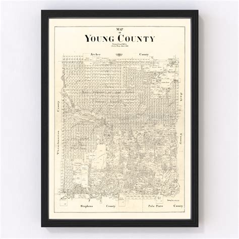 Young County Texas Map 1898 Old Map of Young County Texas Art Vintage ...