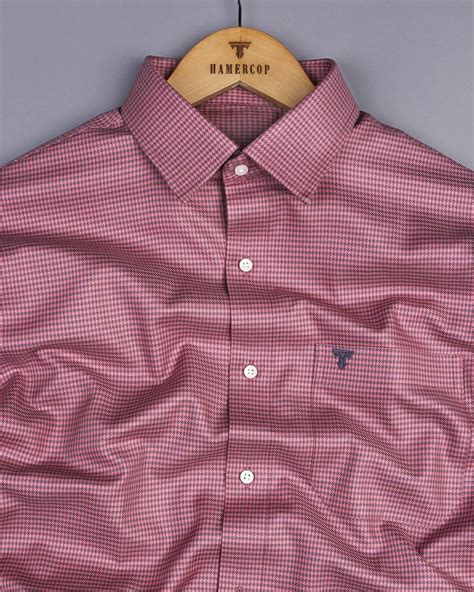 Mersin Onion Pink Gray Houndstooth Premium Giza Shirt – Hamercop